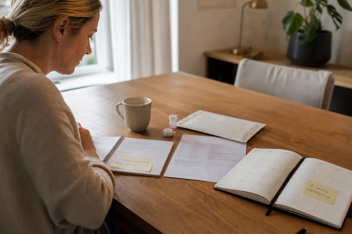 Skärm som visar en checklista över provtagningssteg med det sista steget markerat