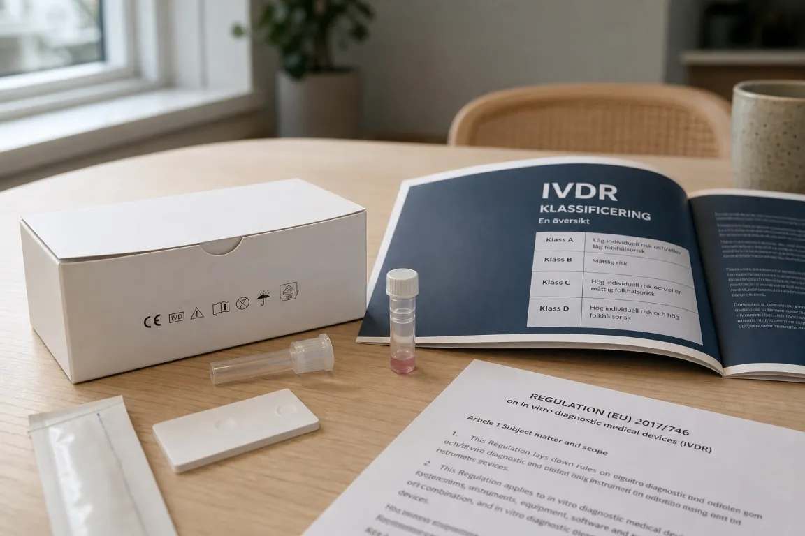 Förpackning till ett självtest med CE-märke och sifferkod