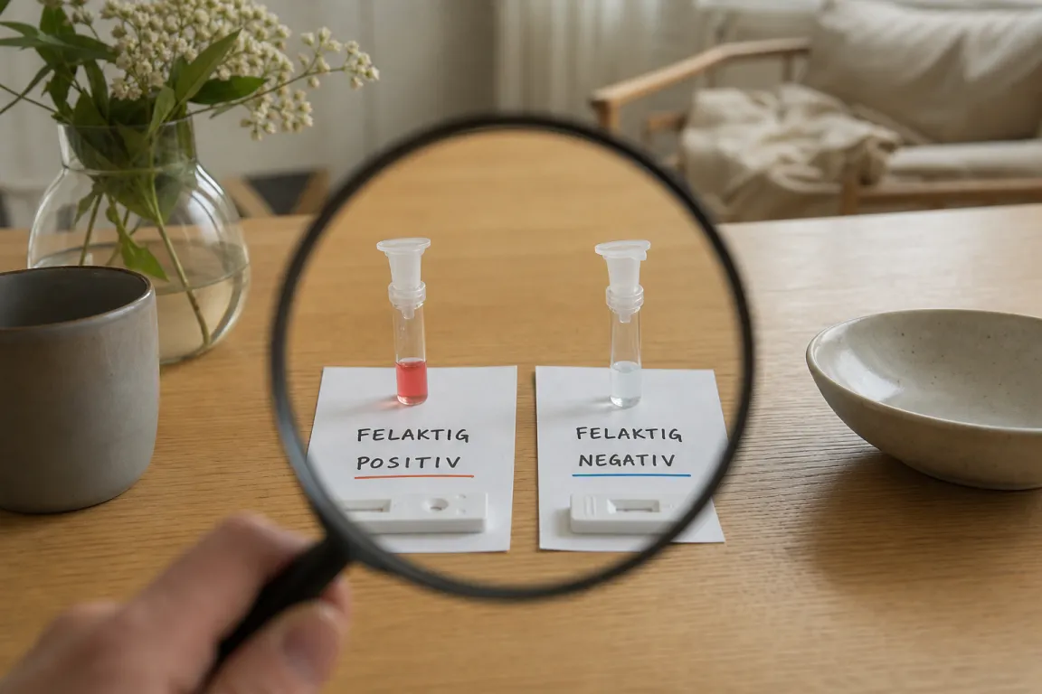 Två testremsor som visar olika utslag bredvid varandra